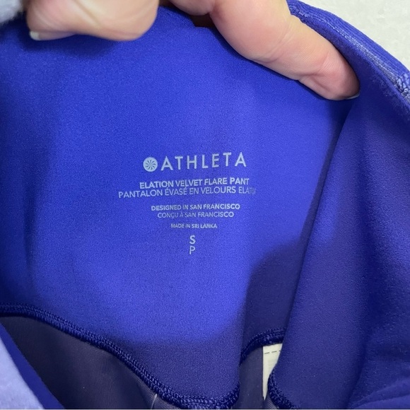Athleta‎ Elation Velvet Flare Pant Noble Bleu NWT Size S - Picture 6 of 11